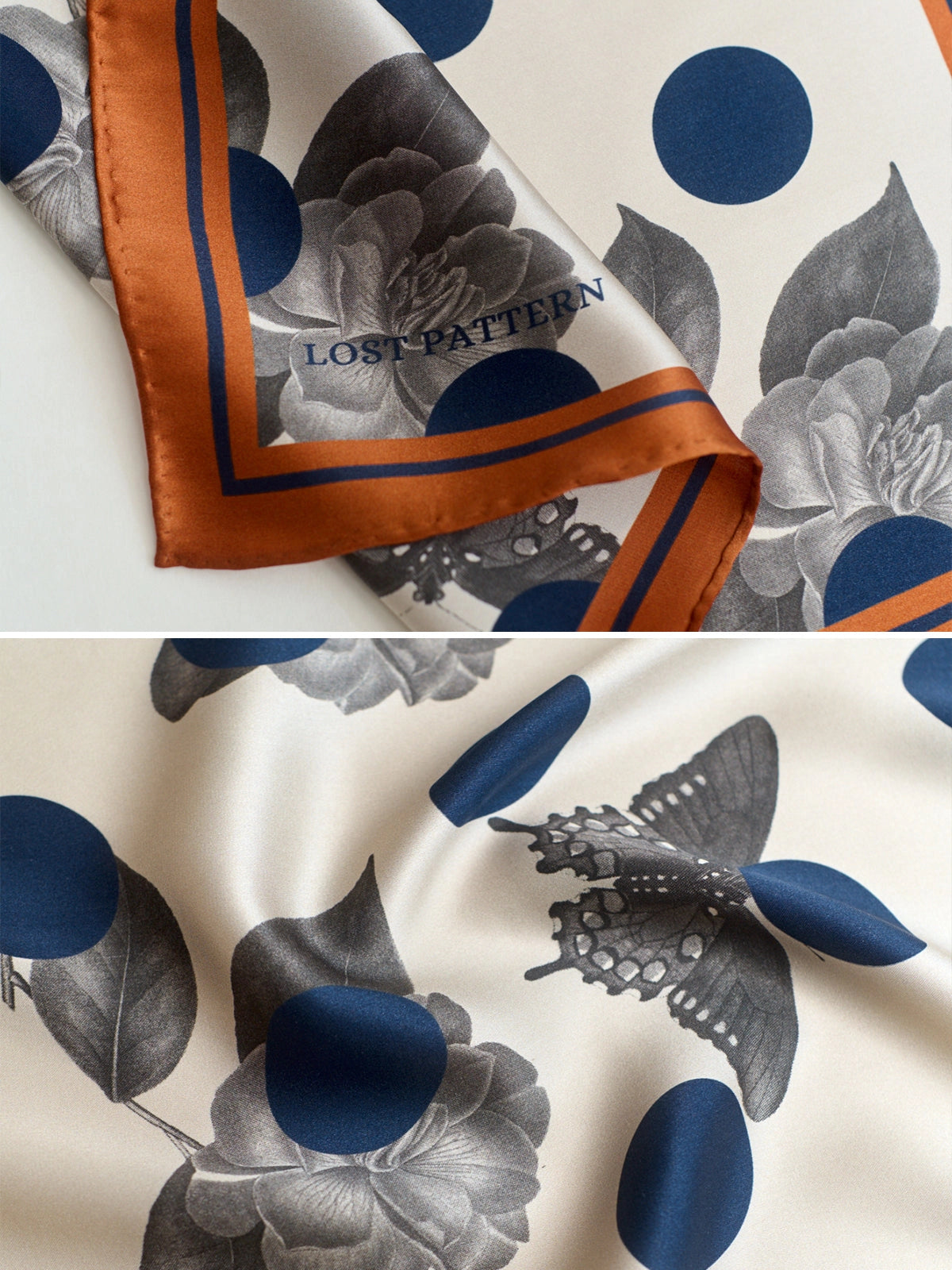 "Noir Floral" Silk Scarf