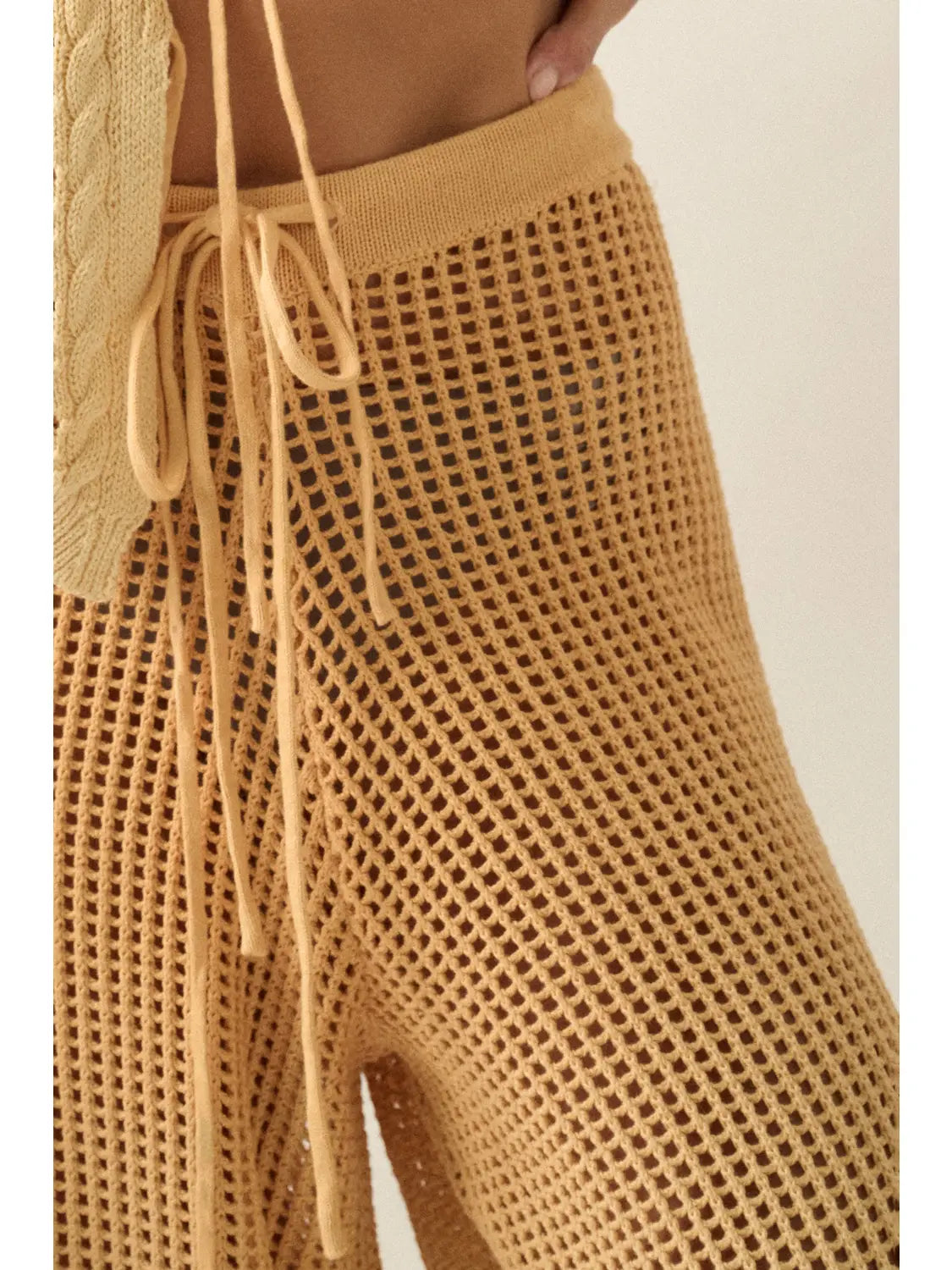 Ombre Crochet Open-Knit Wide-Leg  Pants