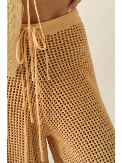 Ombre Crochet Open-Knit Wide-Leg  Pants