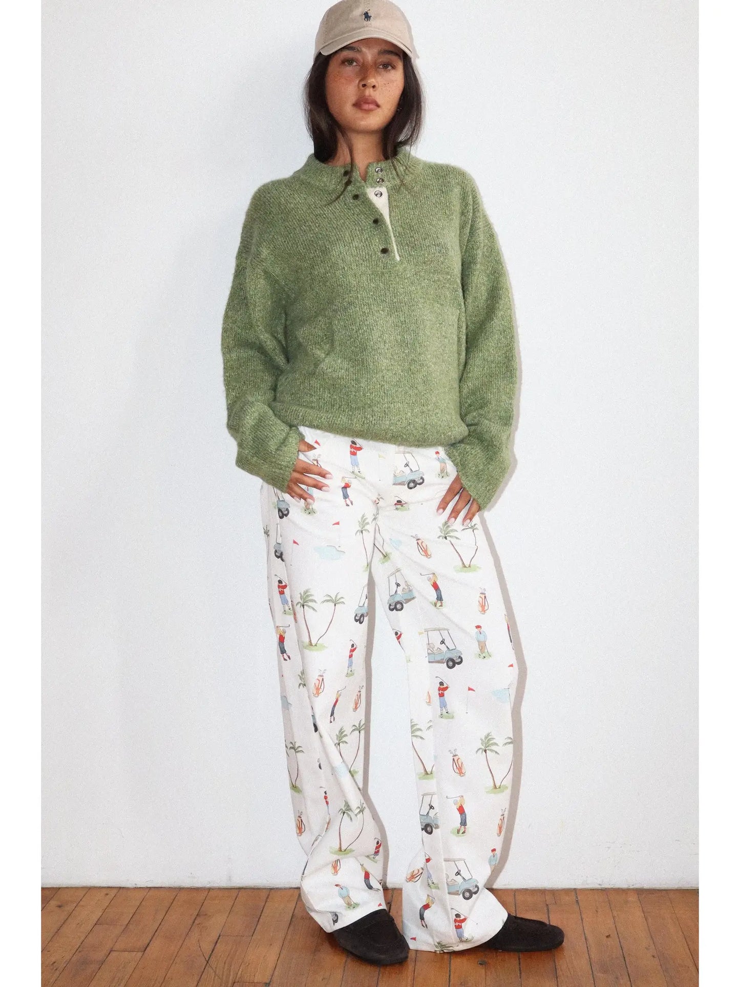 Golf Print Wide Leg Pants