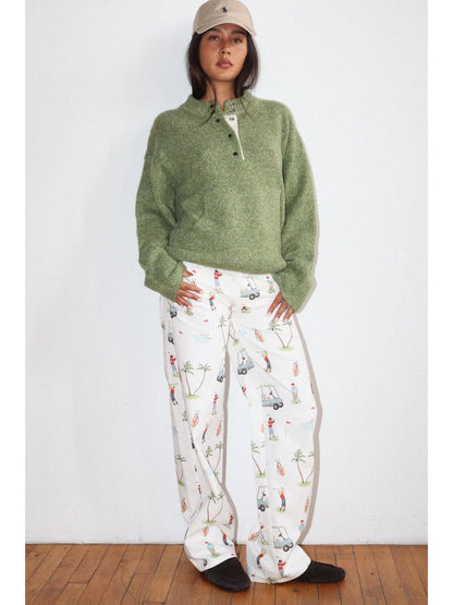 Golf Print Wide Leg Pants