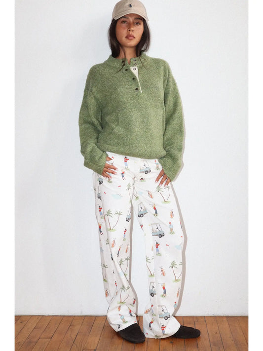 Golf Print Wide Leg Pants