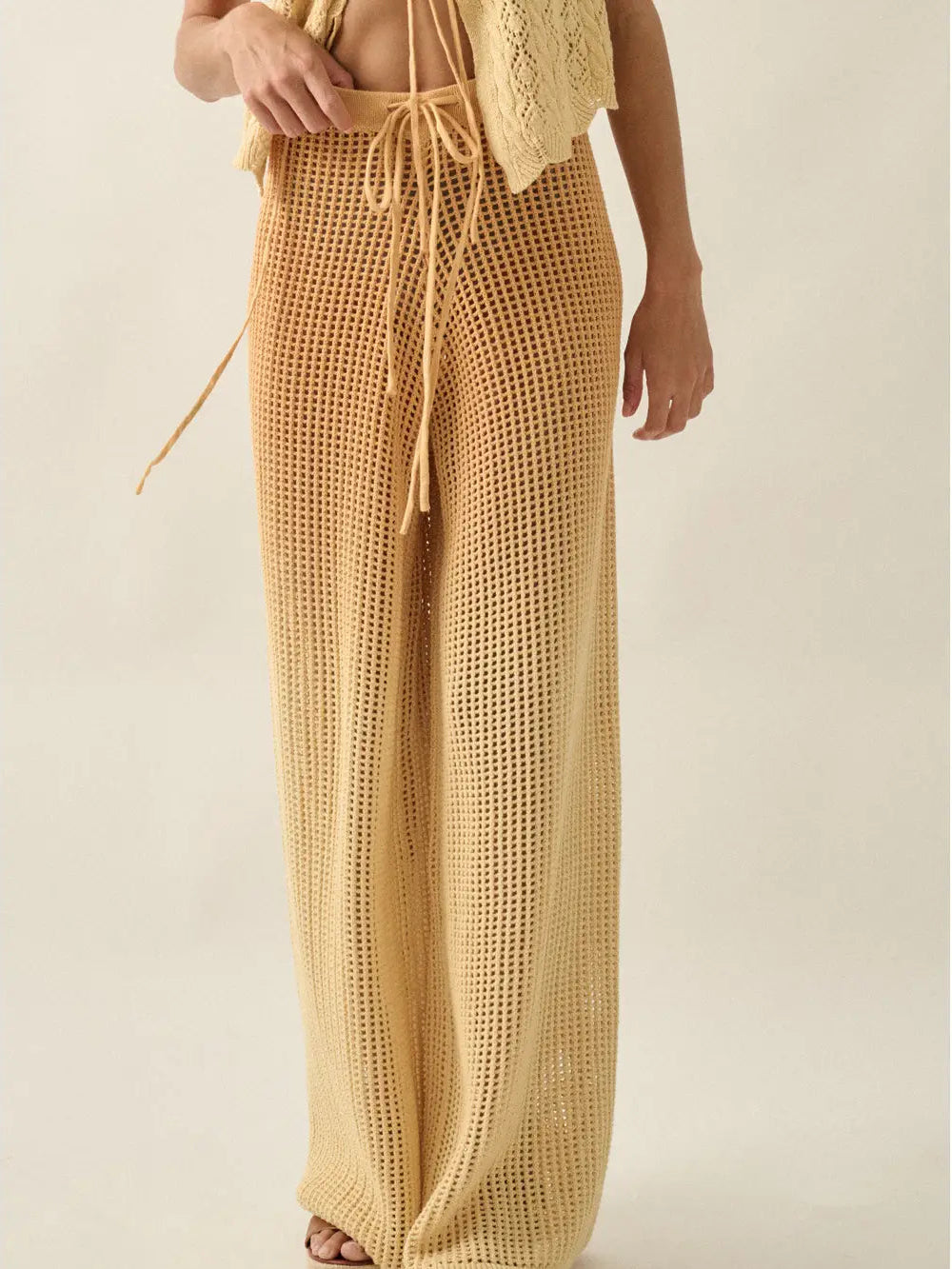 Ombre Crochet Open-Knit Wide-Leg  Pants