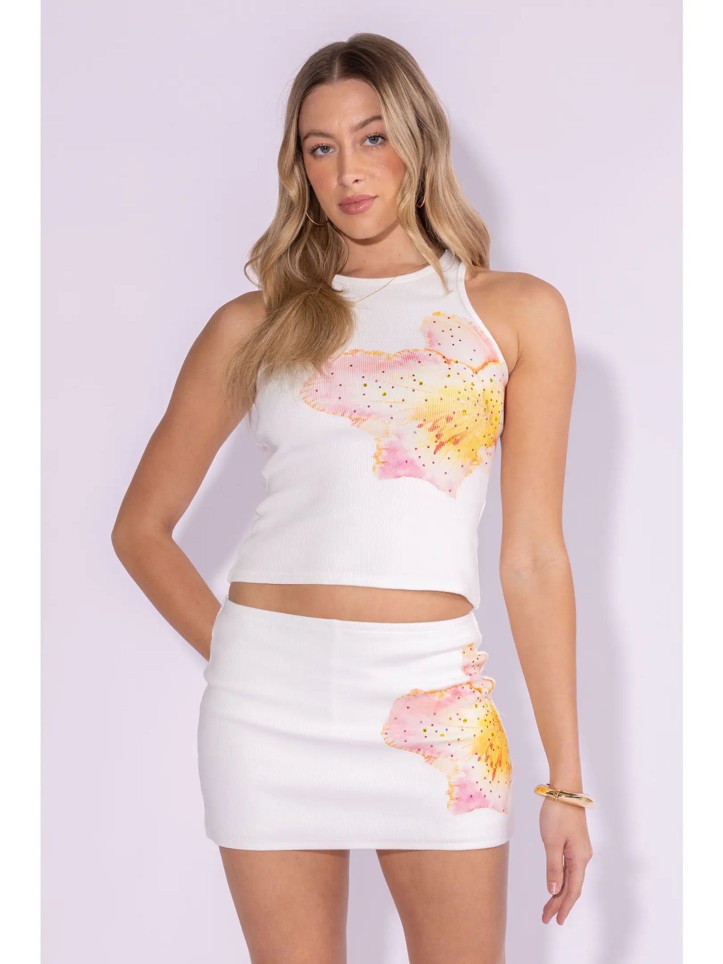 Rhinestone Sleeveless Knit Top