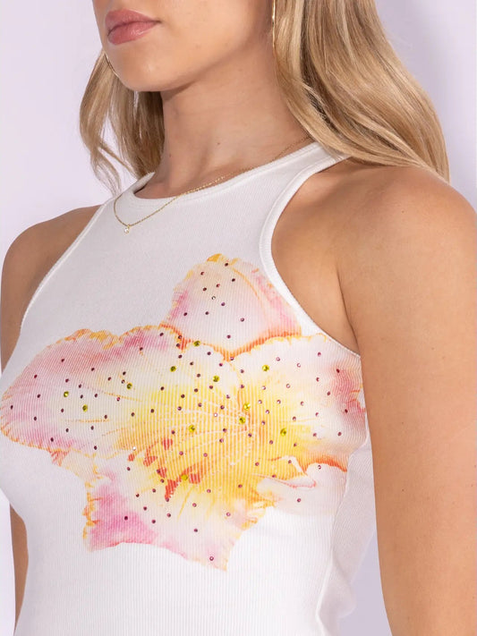 Rhinestone Sleeveless Knit Top