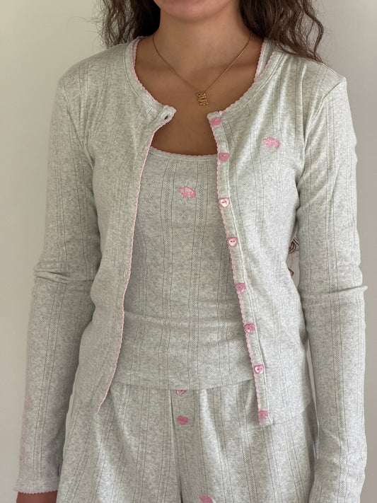 Pointelle Cardigan in Sprinkle