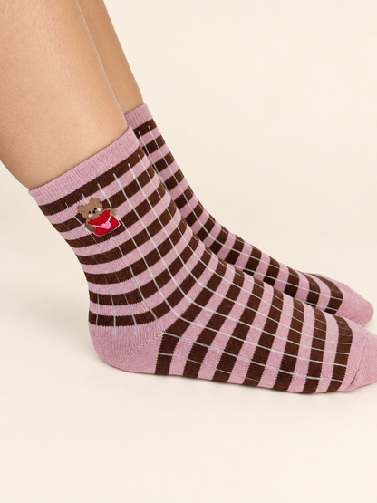 Pink & Brown Striped Sock
